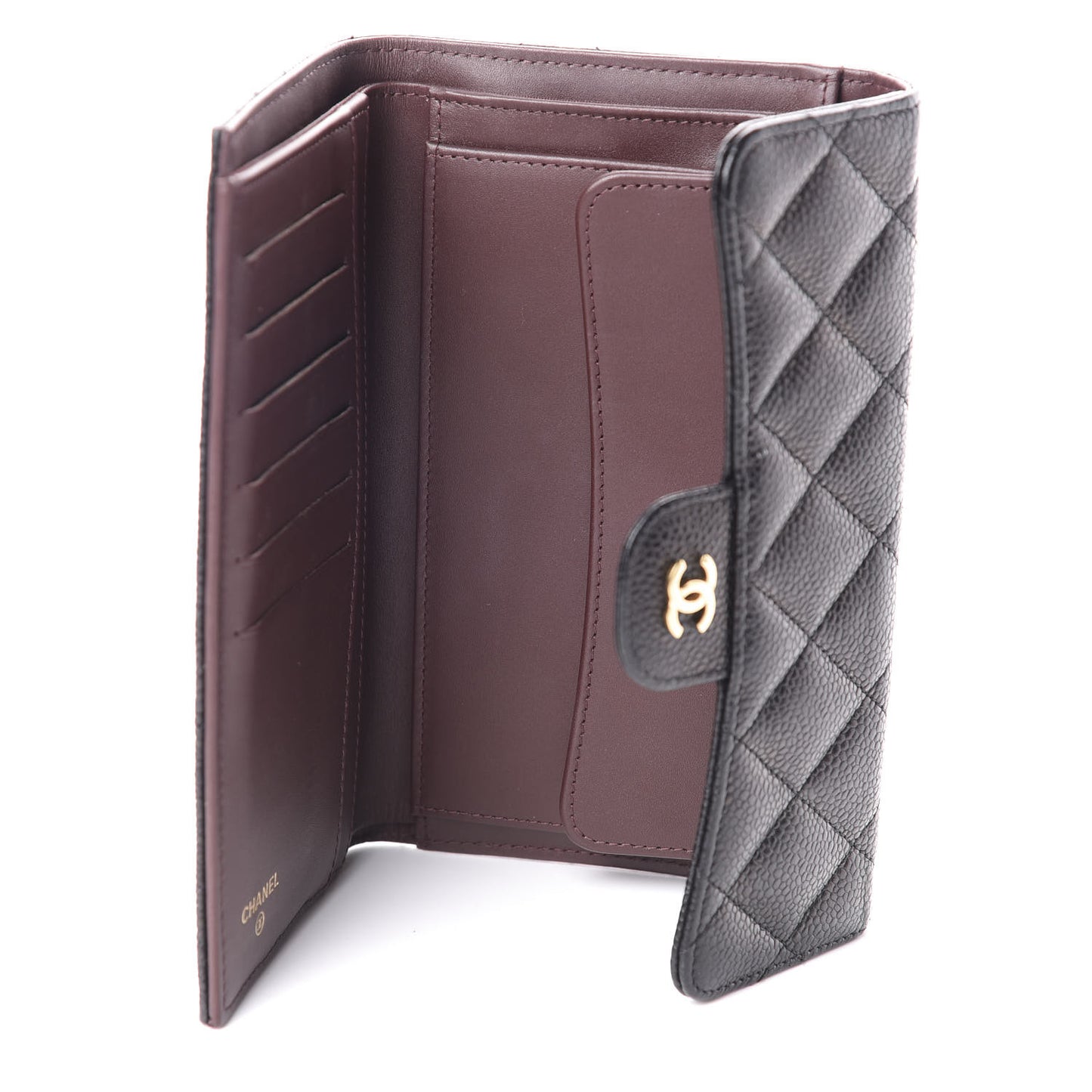 Caviar Quilted Large Flap Wallet Black