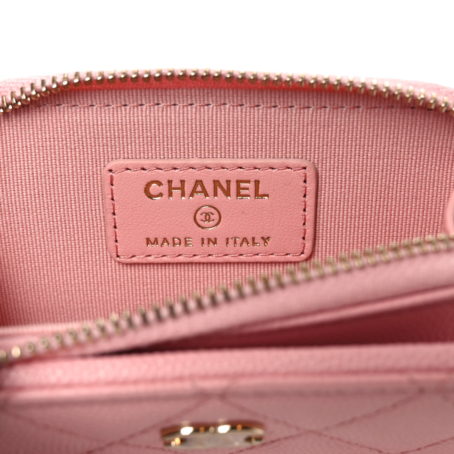 Caviar Quilted Compact Zipped Wallet Pink