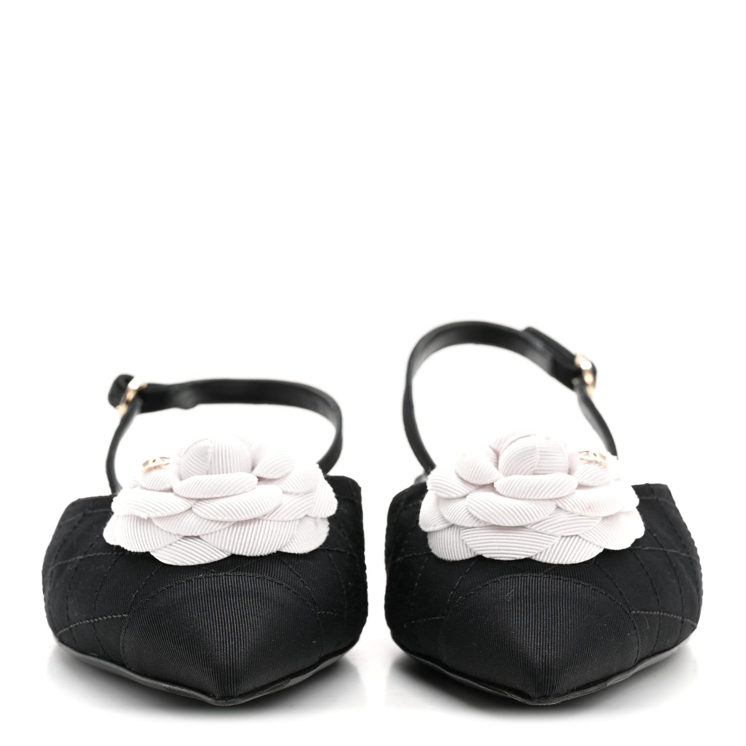 Chanel Grosgrain Camellia Slingback Flats 39.5 Black White 7 of 36