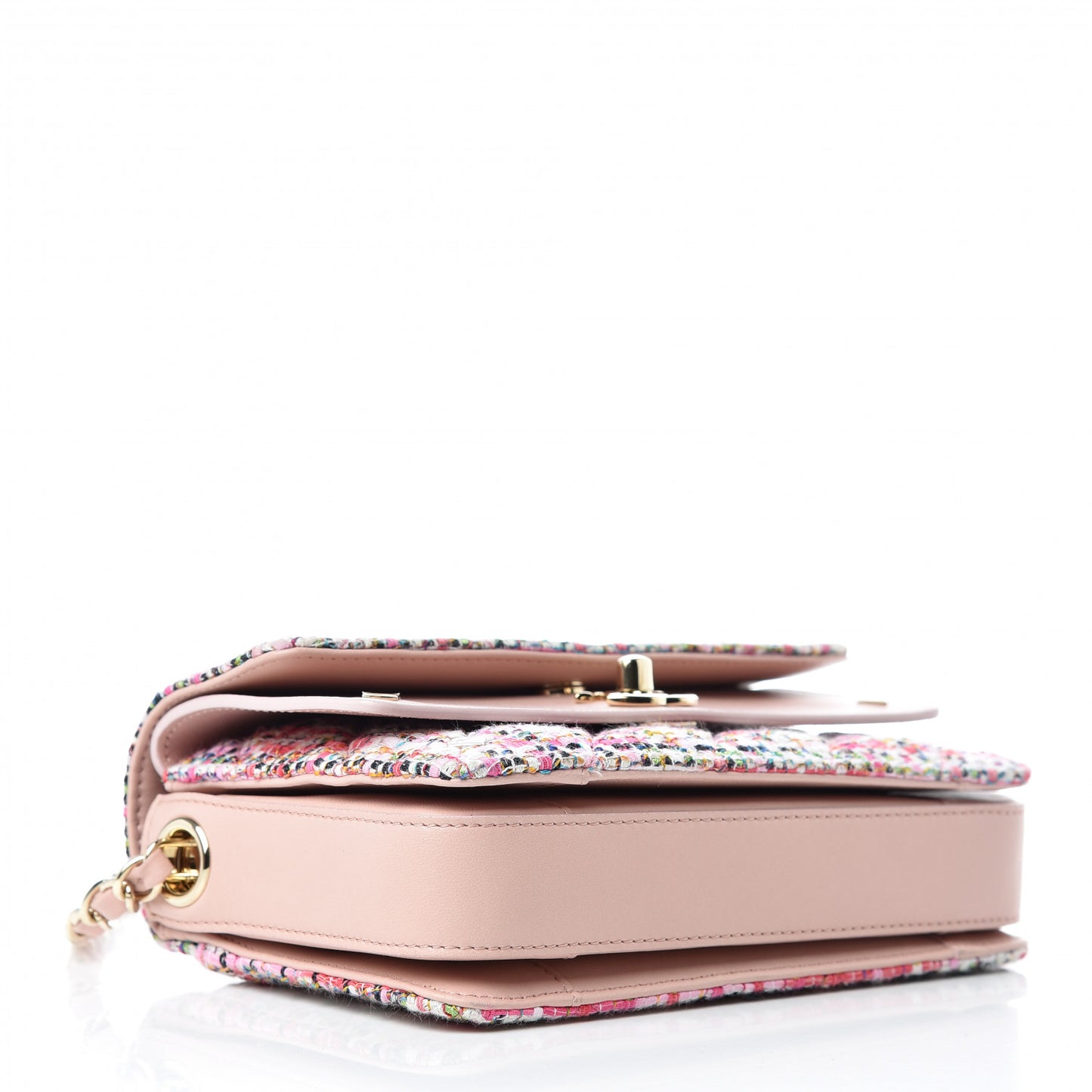 Tweed Calfskin Quilted CC Box Flap Pink Multicolor