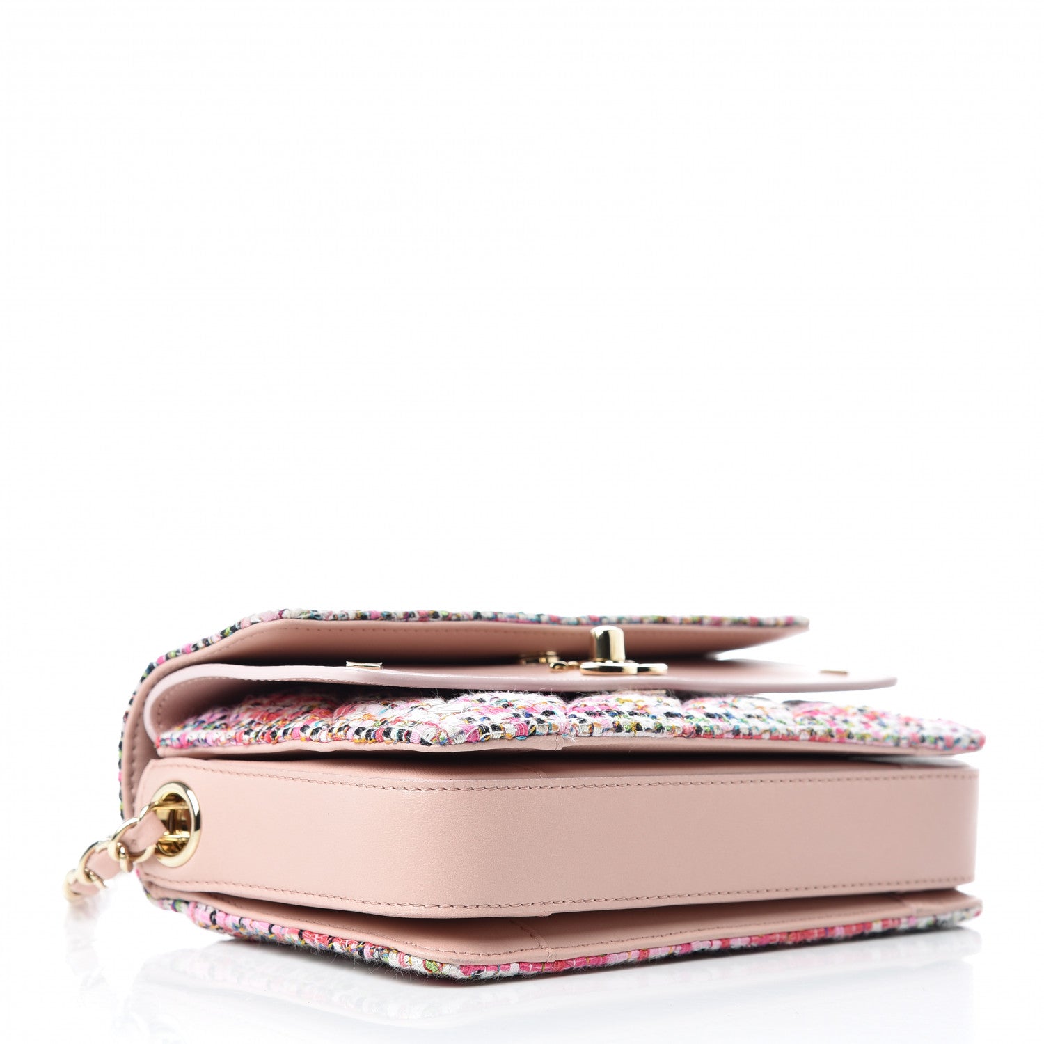 Chanel Tweed Calfskin Quilted CC Box Flap Pink Multicolor 4 of 10