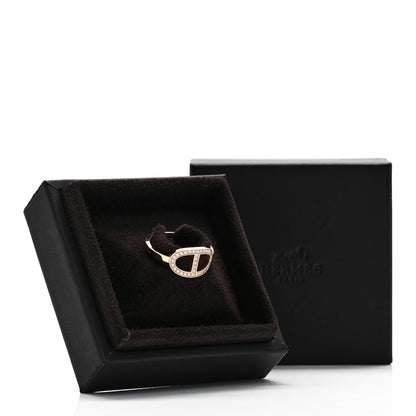 Hermes 18K Rose Gold Diamond MM Chaine d'Ancre Contour Ring 59 8.75 6 of 6