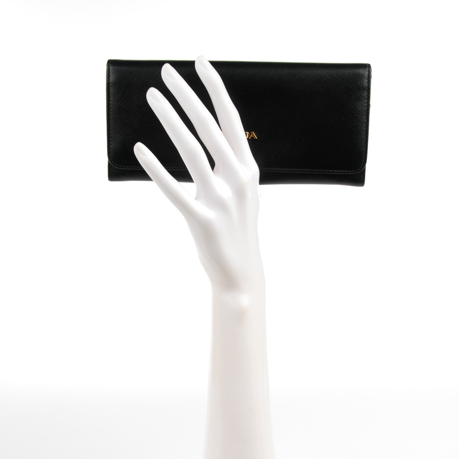 Prada Saffiano Metal Continental Flap Wallet Nero Black 2 of 8