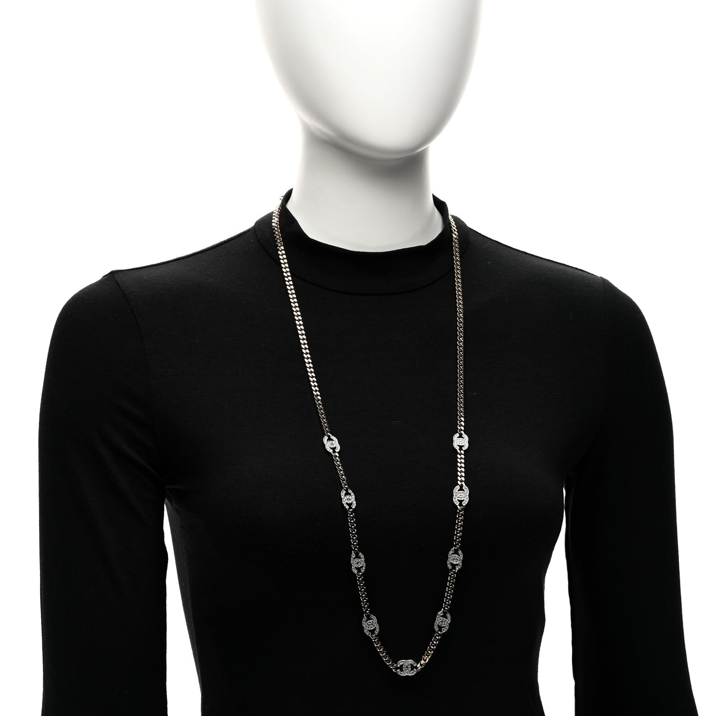 Crystal Chain CC Link Necklace Gold Silver