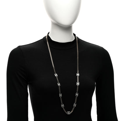 Chanel Crystal Chain CC Link Necklace Gold Silver 2 of 5