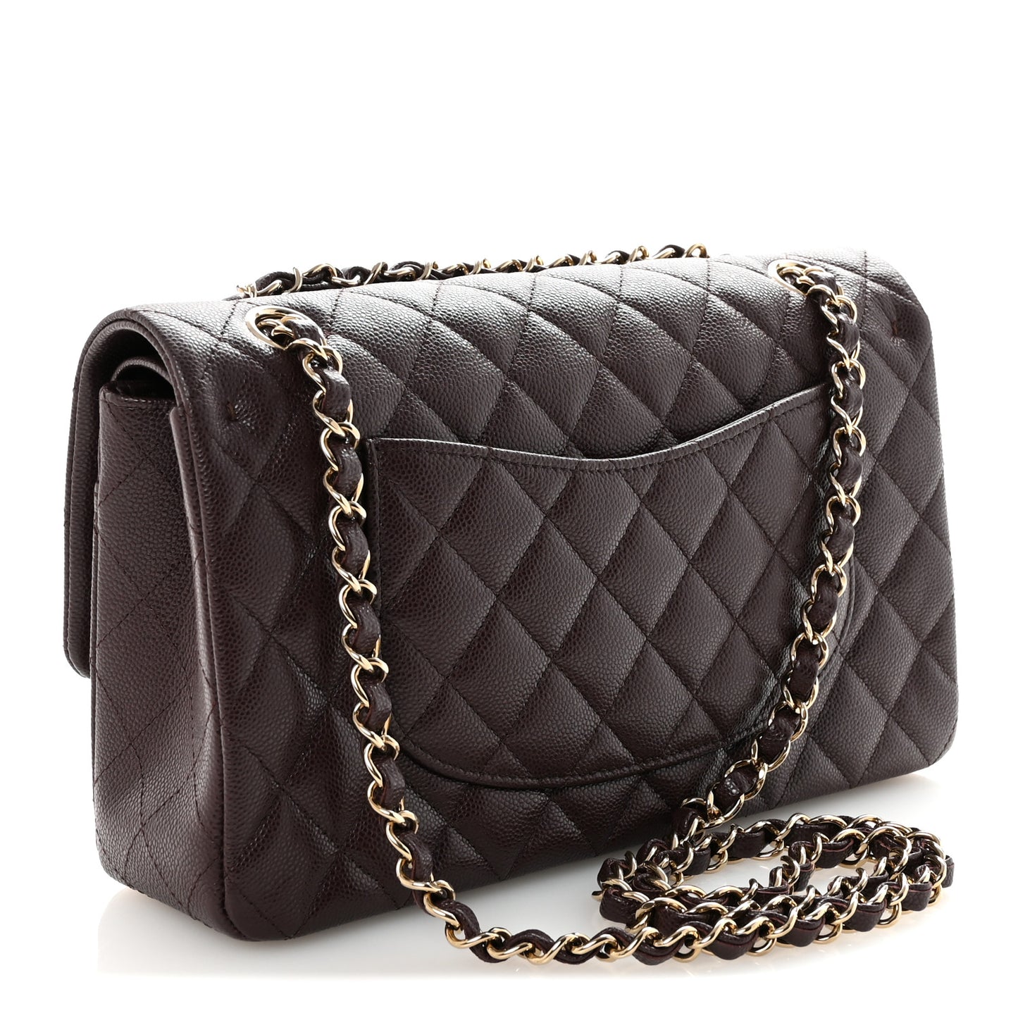 Caviar Quilted Medium Double Flap Dark Brown