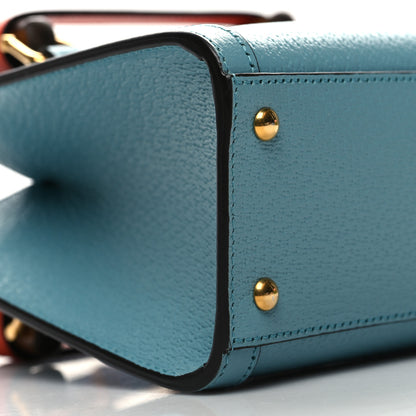 Gucci Textured Dollar Calfskin Web Mini Diana Tote Bag Dusty Azure Deep Orange 9 of 10