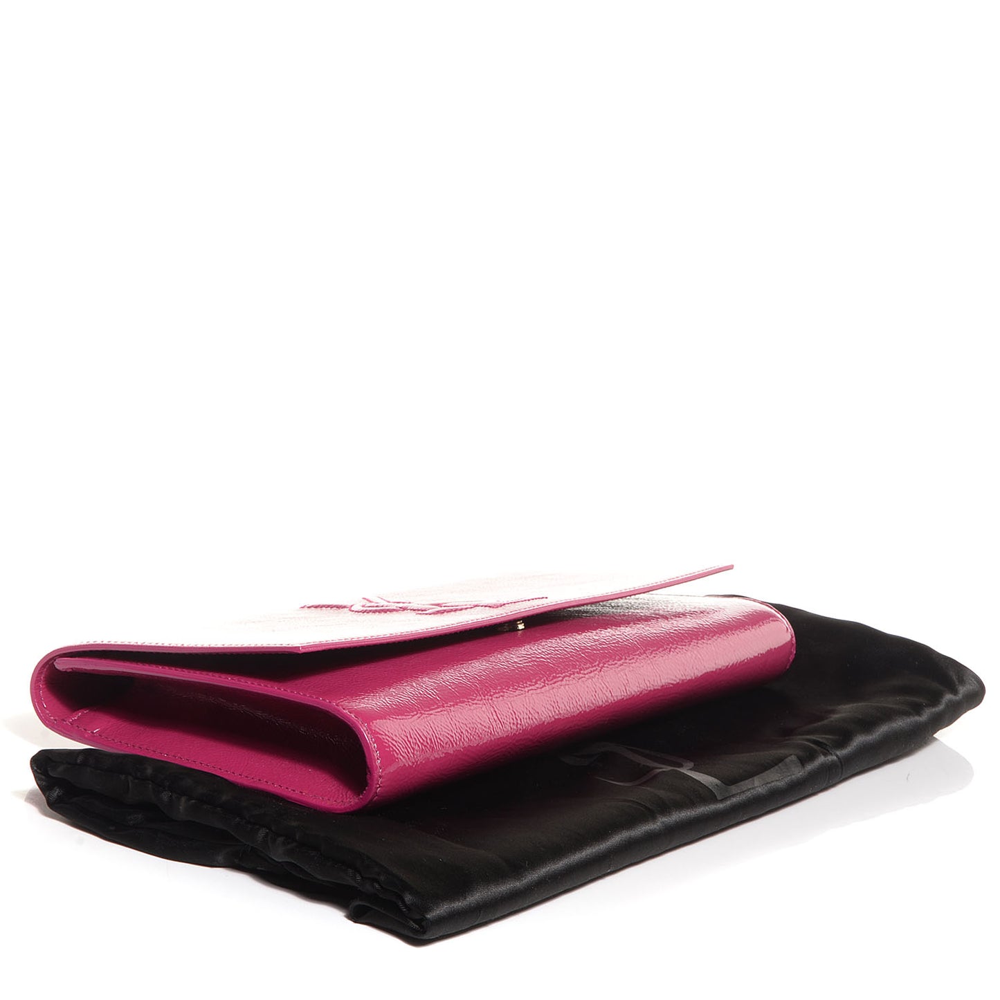 Textured Patent Monogram Large Belle De Jour Clutch Fuchsia