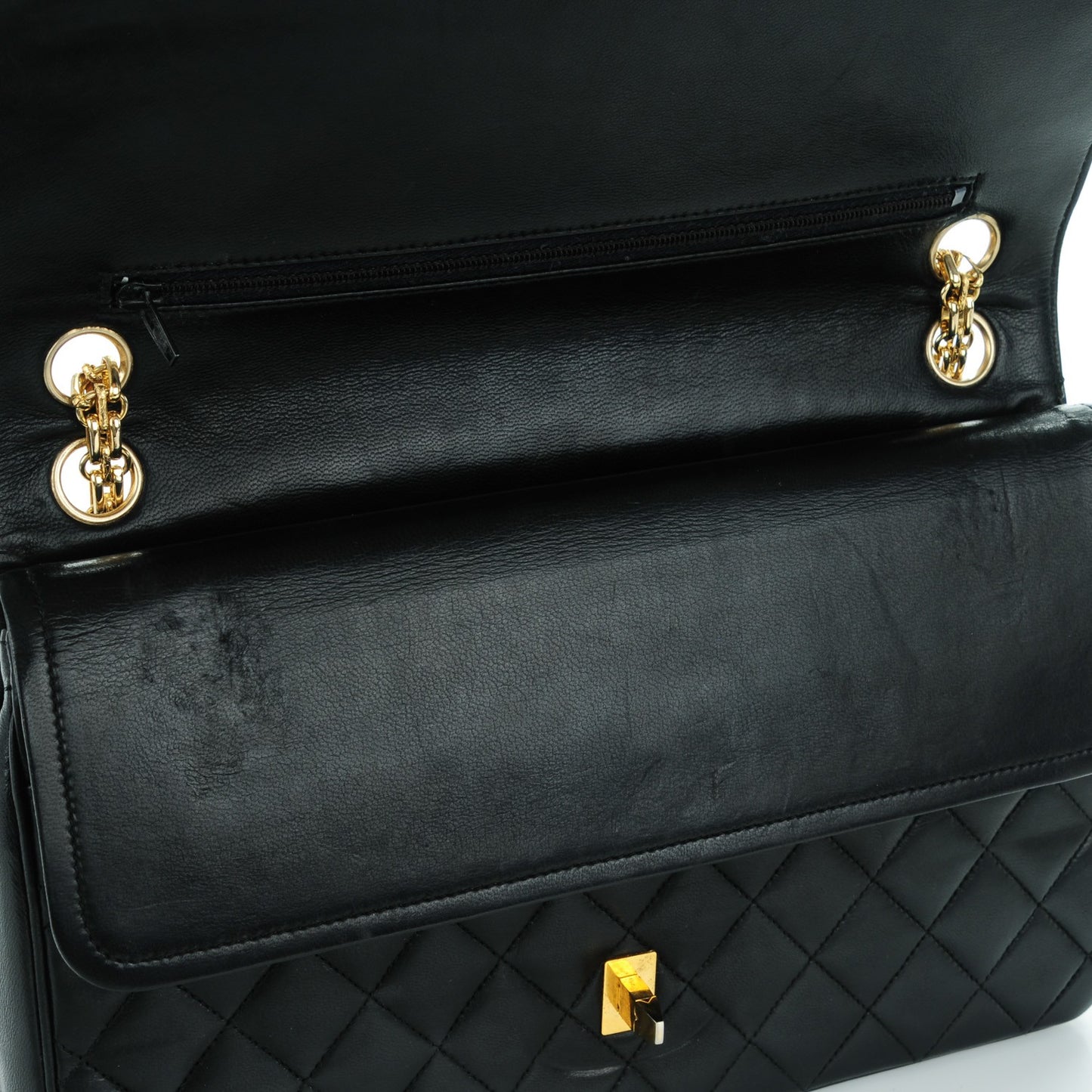 Lambskin Quilted Medium Double Flap Bijoux Chain Black