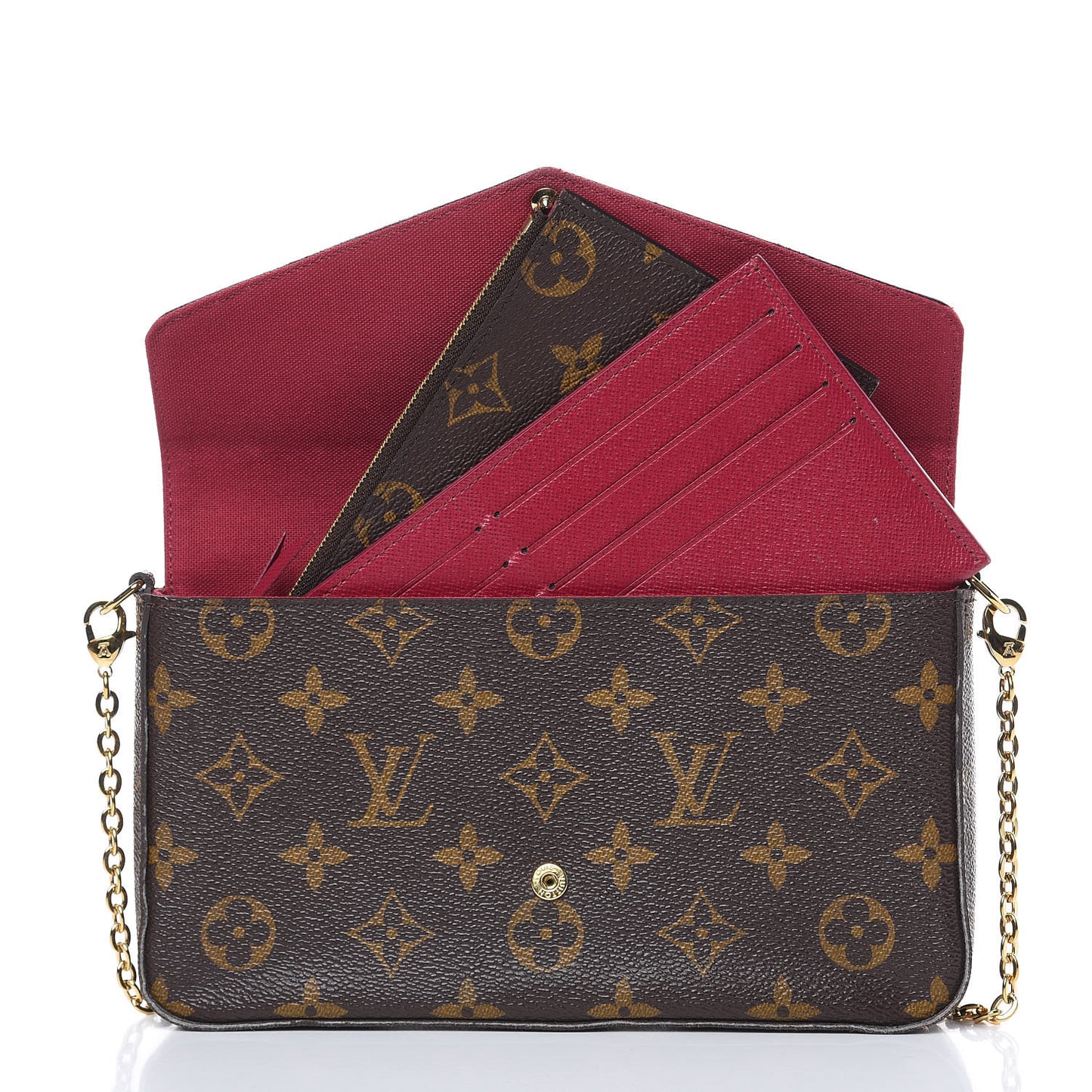 Monogram Pochette Felicie Chain Wallet Fuchsia