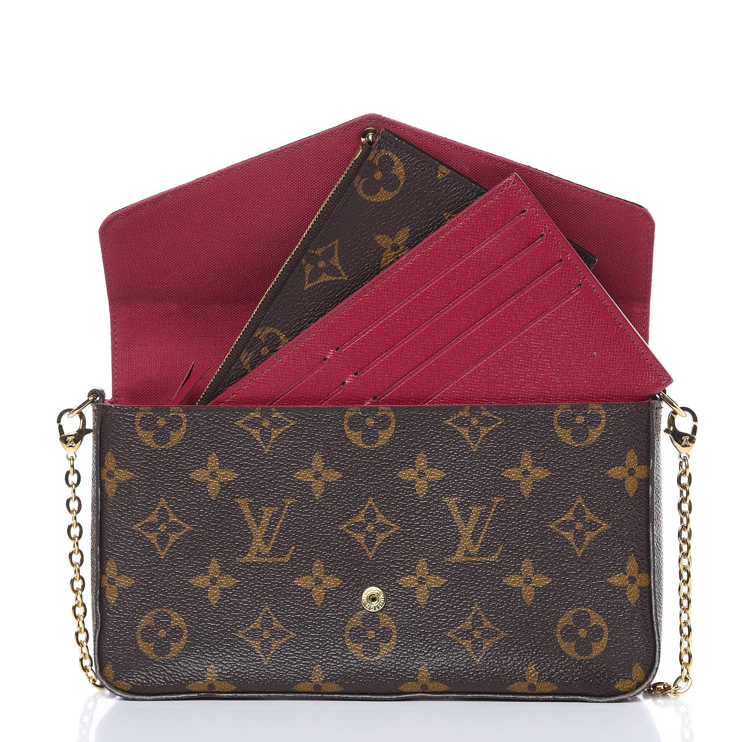 Louis Vuitton Monogram Pochette Felicie Chain Wallet Fuchsia 5 of 17