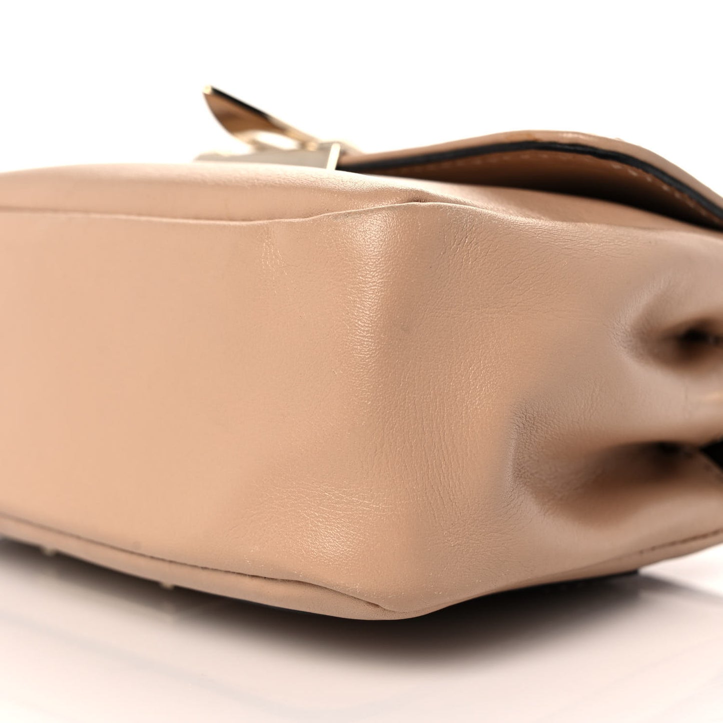 Vitello Rockstud Flip Lock Shoulder Flap Bag Beige