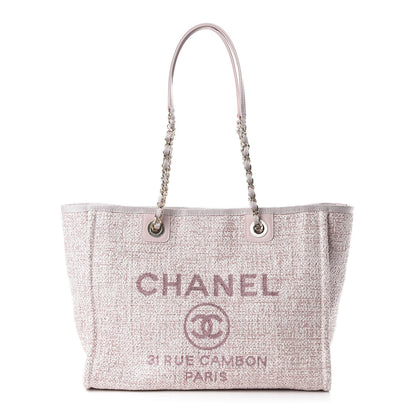 Chanel Straw Lurex Small Deauville Tote Pink 1 of 10
