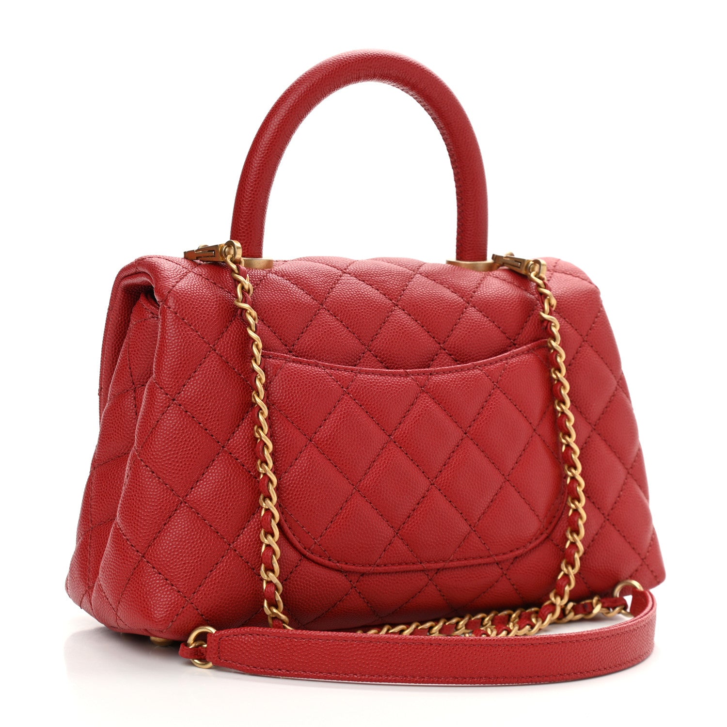 Chanel Caviar Quilted Mini Coco Handle Flap Red 3 of 10