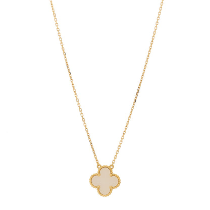 Van Cleef & Arpels 18K Yellow Gold Mother of Pearl Vintage Alhambra Pendant Necklace 1 of 6