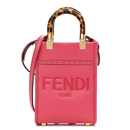 Fendi Vitello King Plexiglass Logo Embossed Mini Fendi Sunshine Shopper Tote Lampone 2 of 13