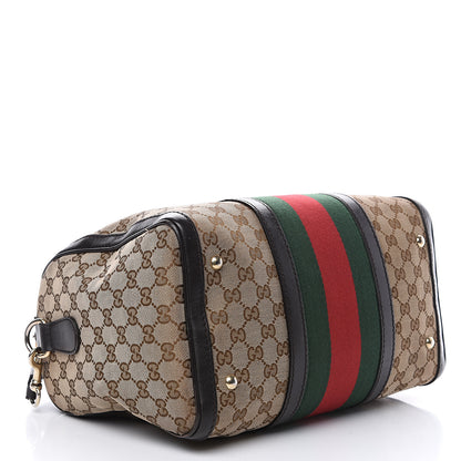 Gucci Monogram Vintage Web Medium Boston Dark Brown 3 of 12