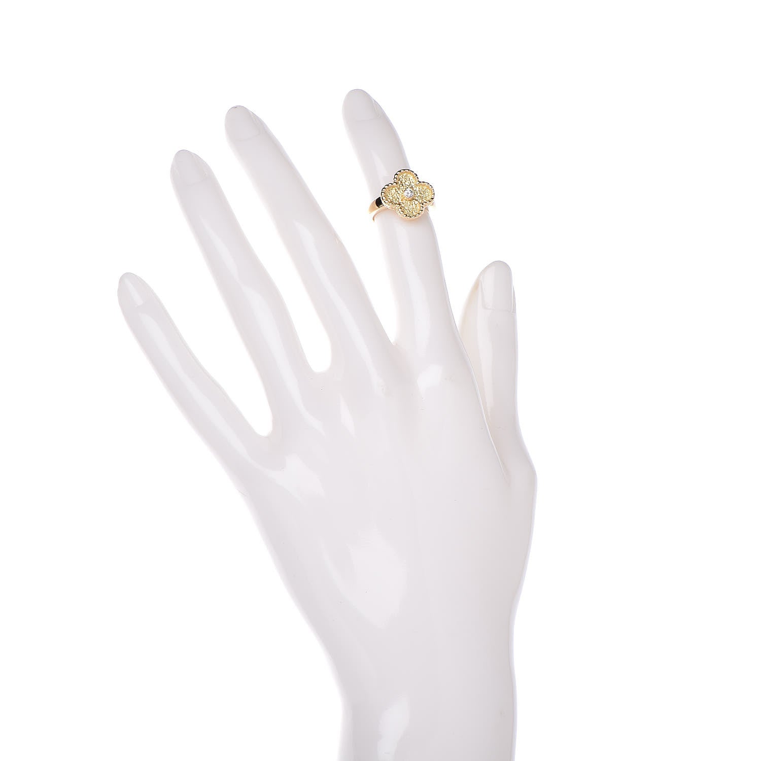 Van Cleef & Arpels 18K Yellow Gold Diamond Vintage Alhambra Ring 44 2.75 2 of 5