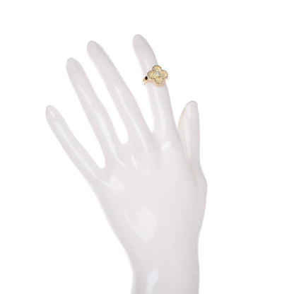 Van Cleef & Arpels 18K Yellow Gold Diamond Vintage Alhambra Ring 44 2.75 2 of 5