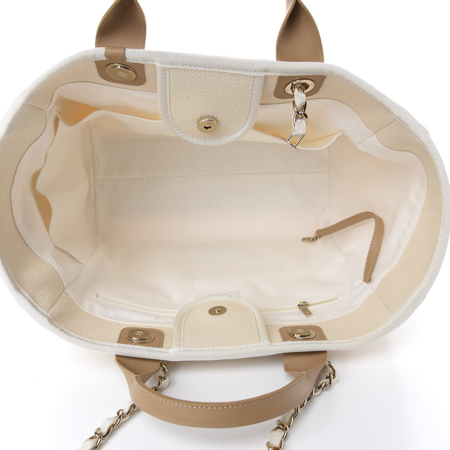 Canvas Pearl Medium Deauville Tote Ecru Beige