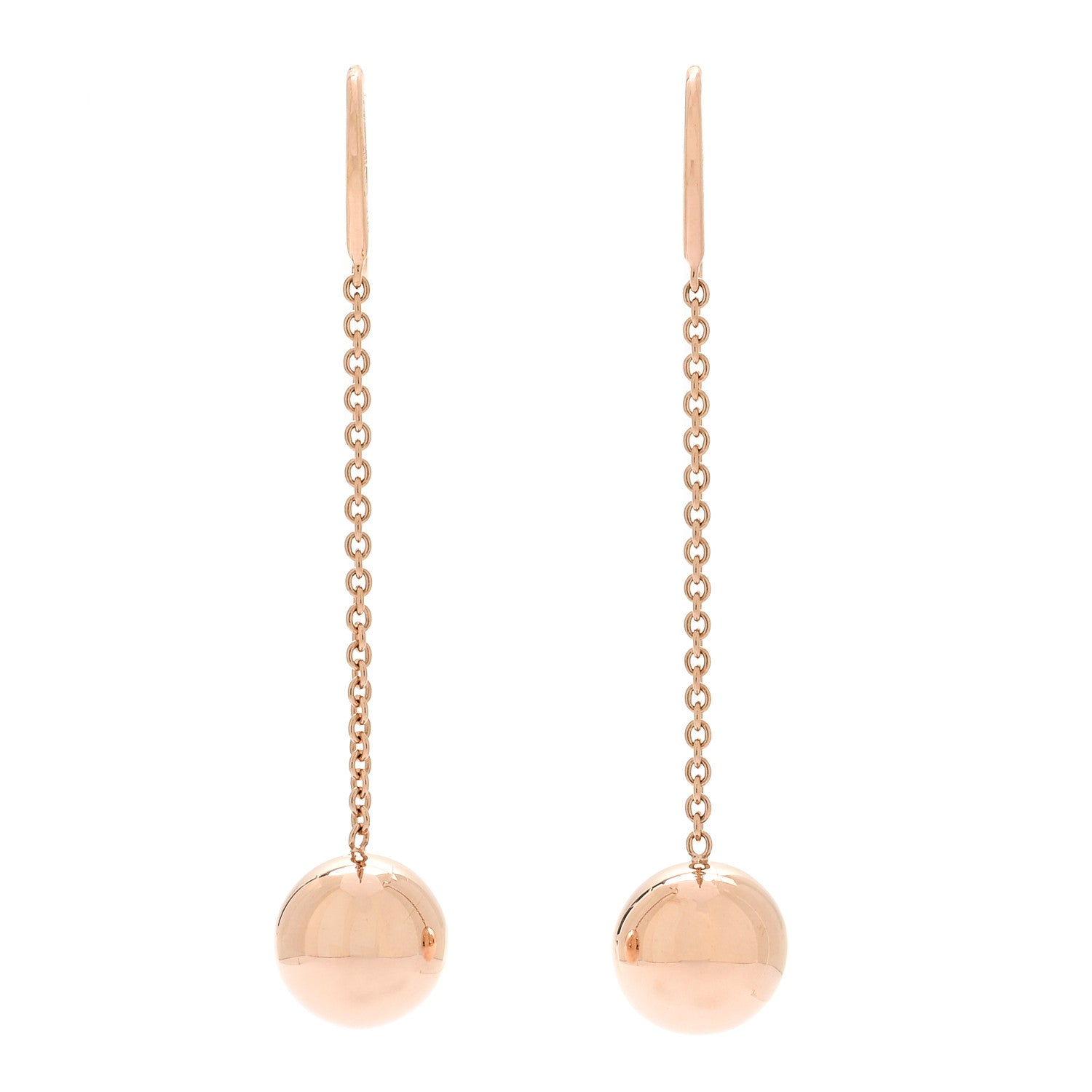 Tiffany 18K Rose Gold 10mm HardWear Ball Hook Drop Earrings 1 of 4