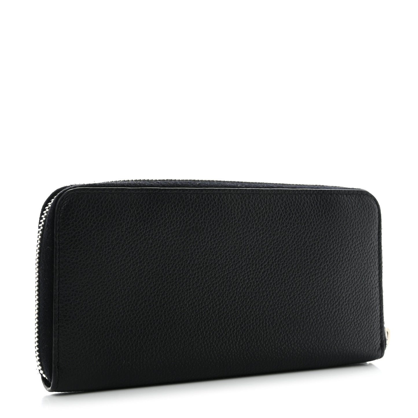 Grained Calfskin Rive Gauche Zip Around Wallet Black