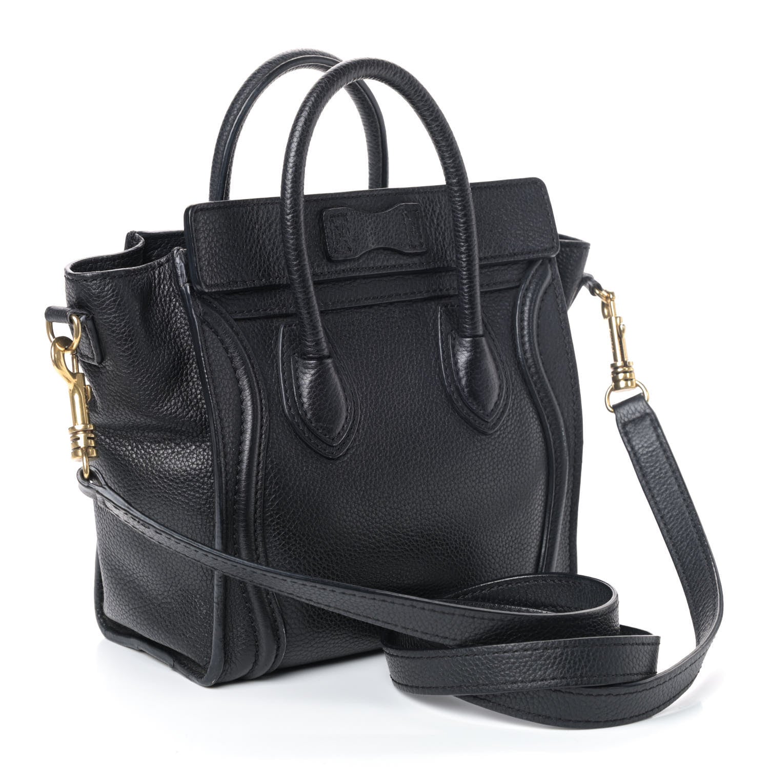 Celine Drummed Calfskin Nano Luggage Black 2 of 4