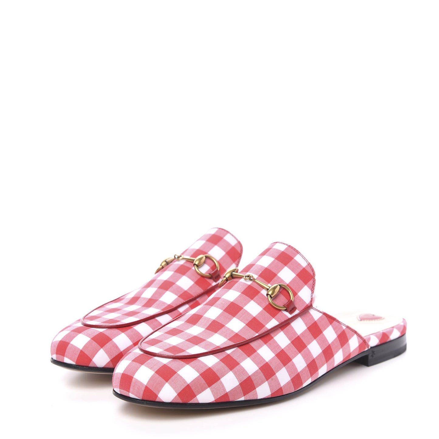 Cotton Gingham Womens Princetown Slippers 40 White Red