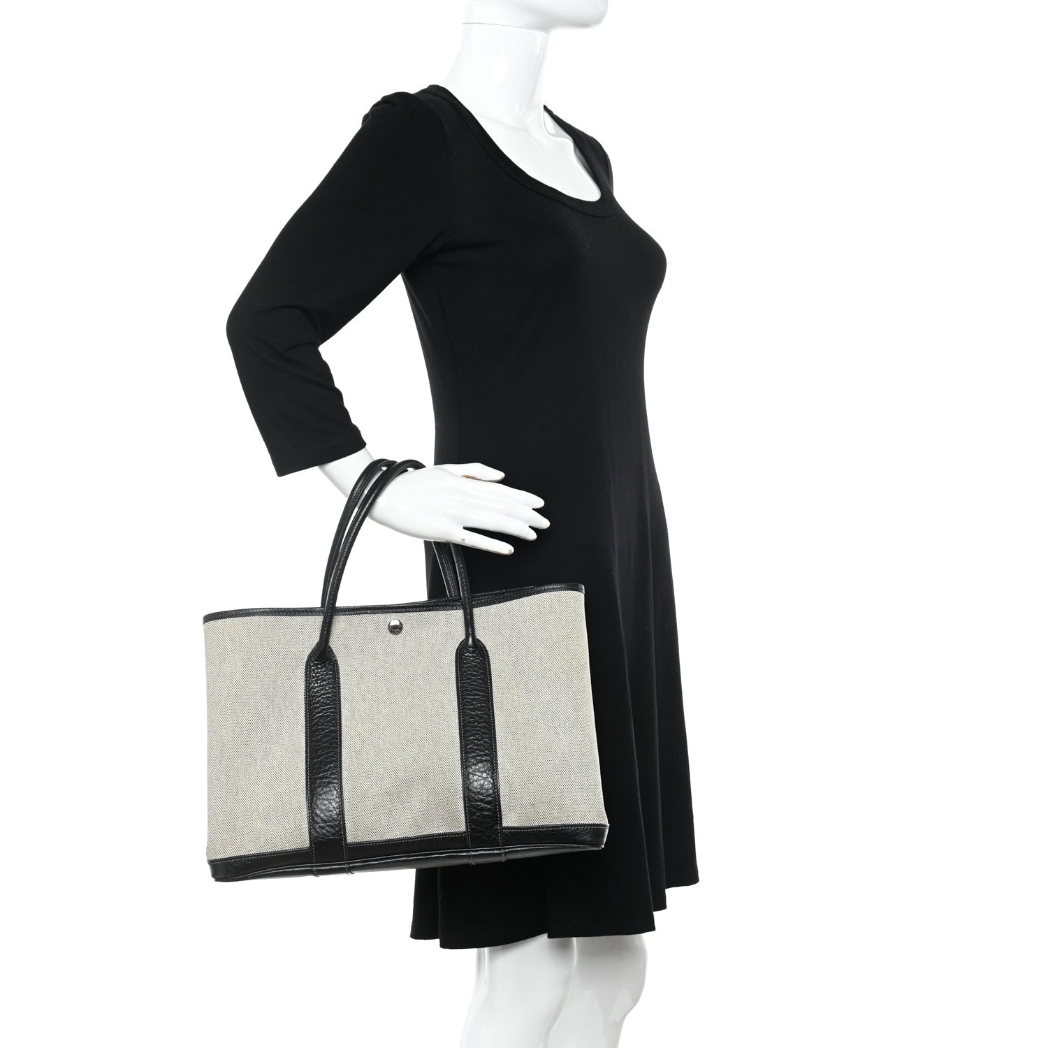 Hermes Twill H Negonda Garden Party 36 MM Tote Ecru Black 2 of 12