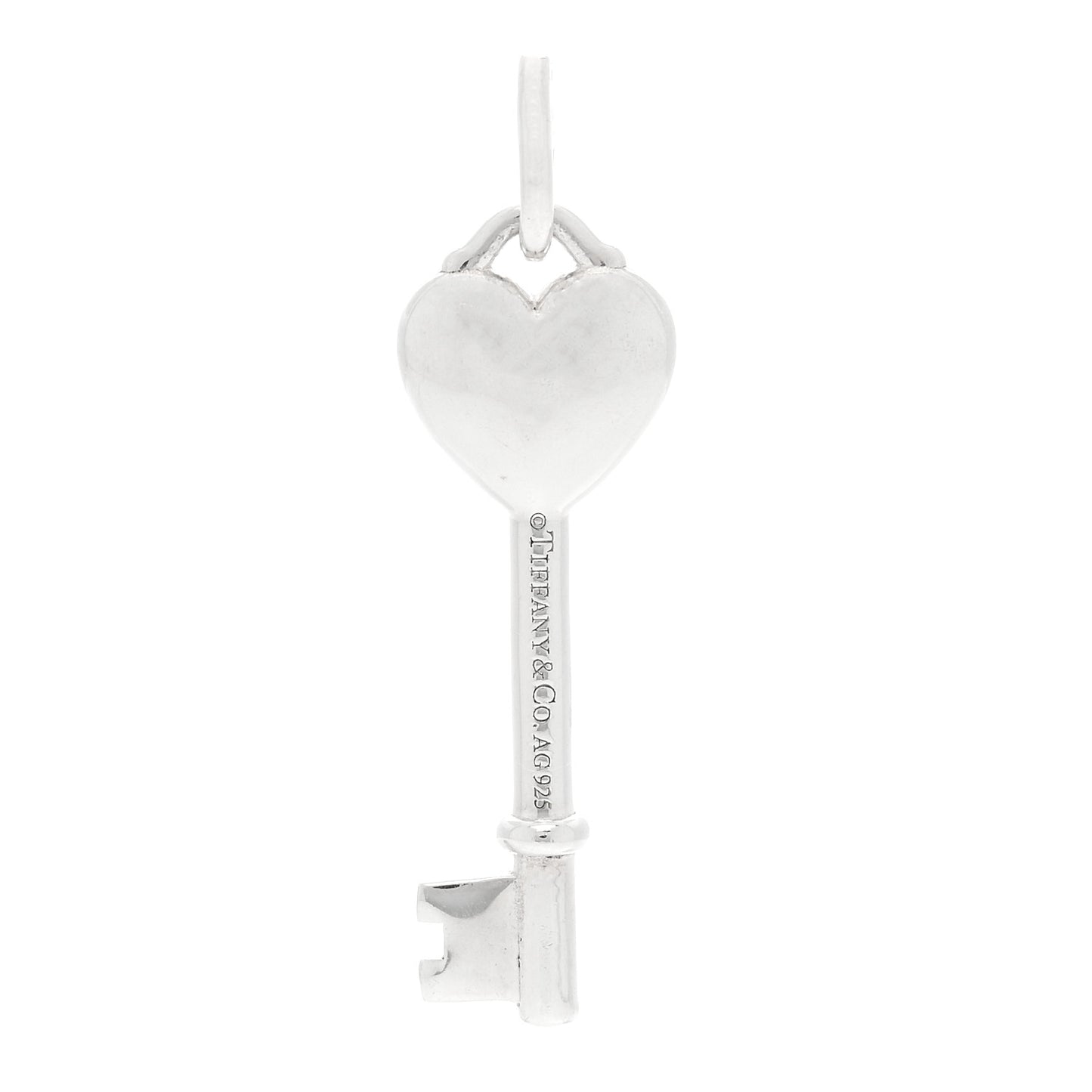 Sterling Silver Enamel Heart Key Pendant Blue