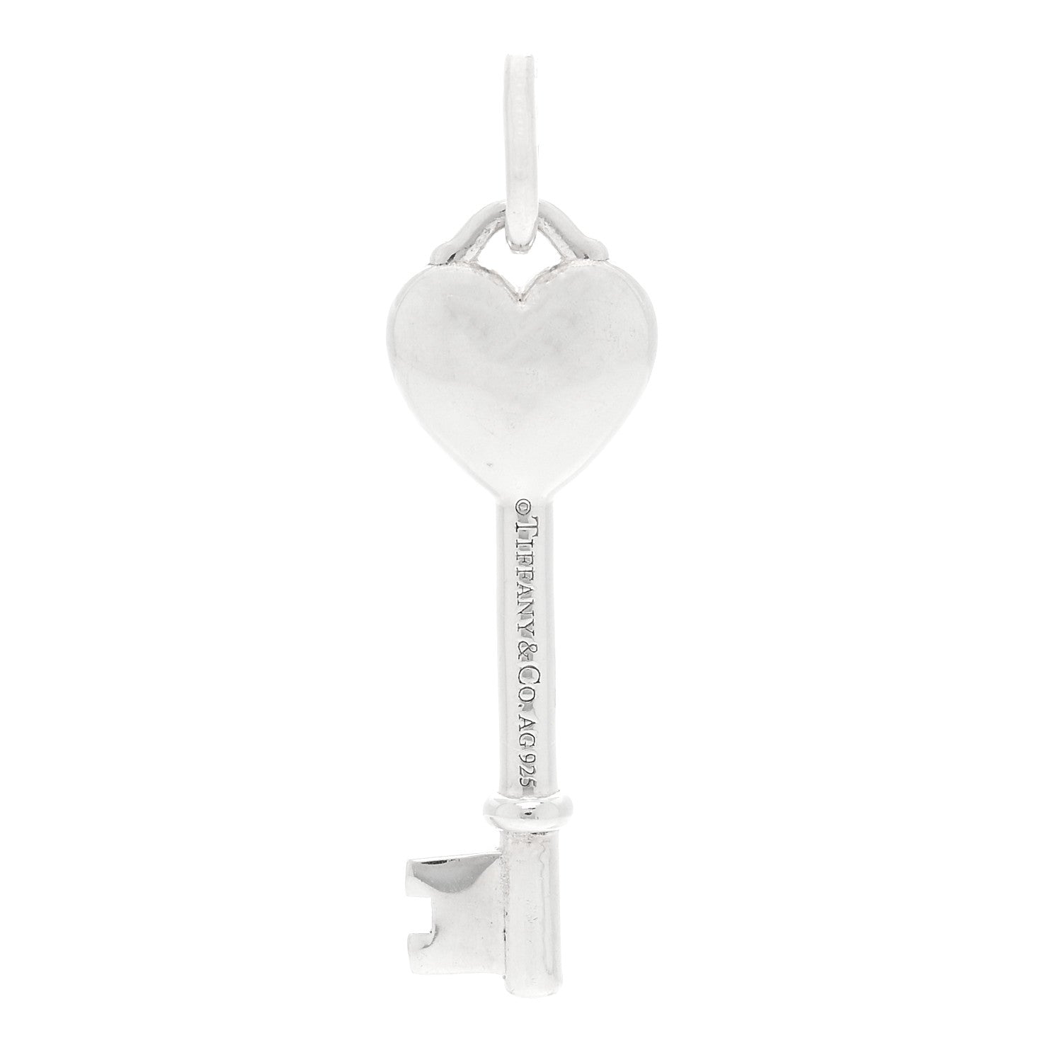 Tiffany Sterling Silver Enamel Heart Key Pendant Blue 3 of 3