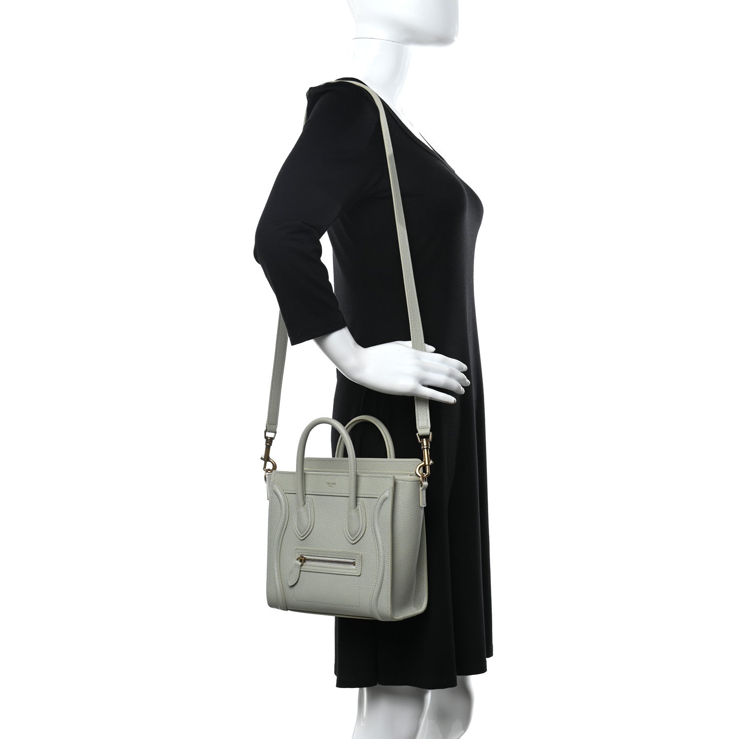 Celine Drummed Calfskin Nano Luggage Vert D'eau 2 of 10
