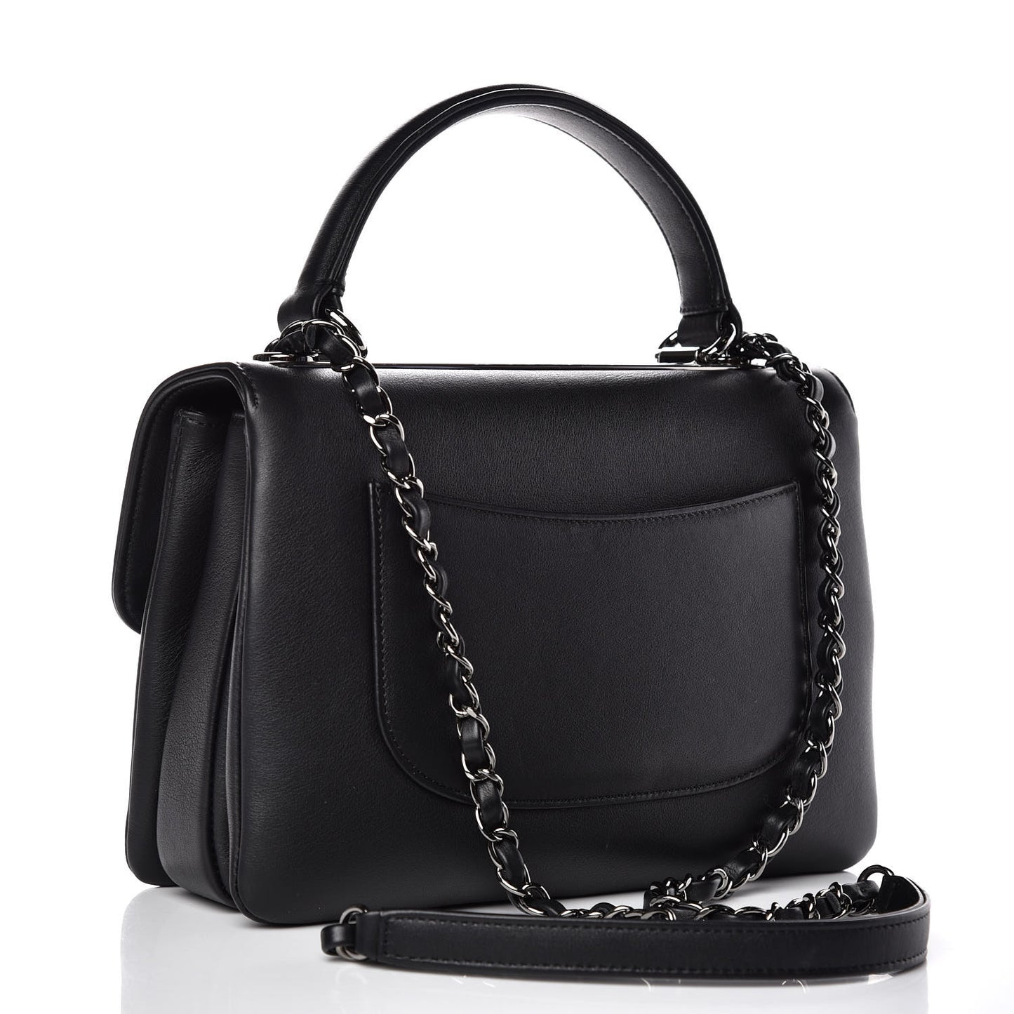 Calfskin Small Trendy CC Dual Handle Flap Bag Black