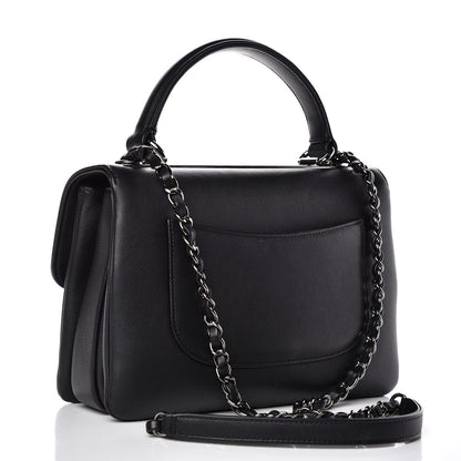 Chanel Calfskin Small Trendy CC Dual Handle Flap Bag Black 3 of 14