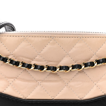 Chanel Aged Calfskin Quilted Small Gabrielle Clutch With Chain Beige Black 9 of 17