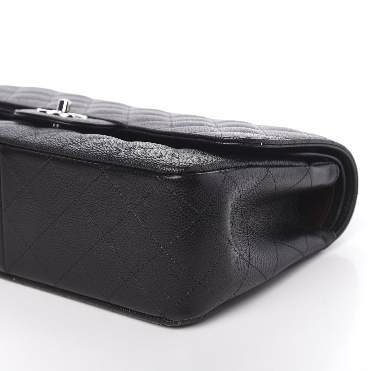 Caviar Quilted Jumbo Double Flap Black