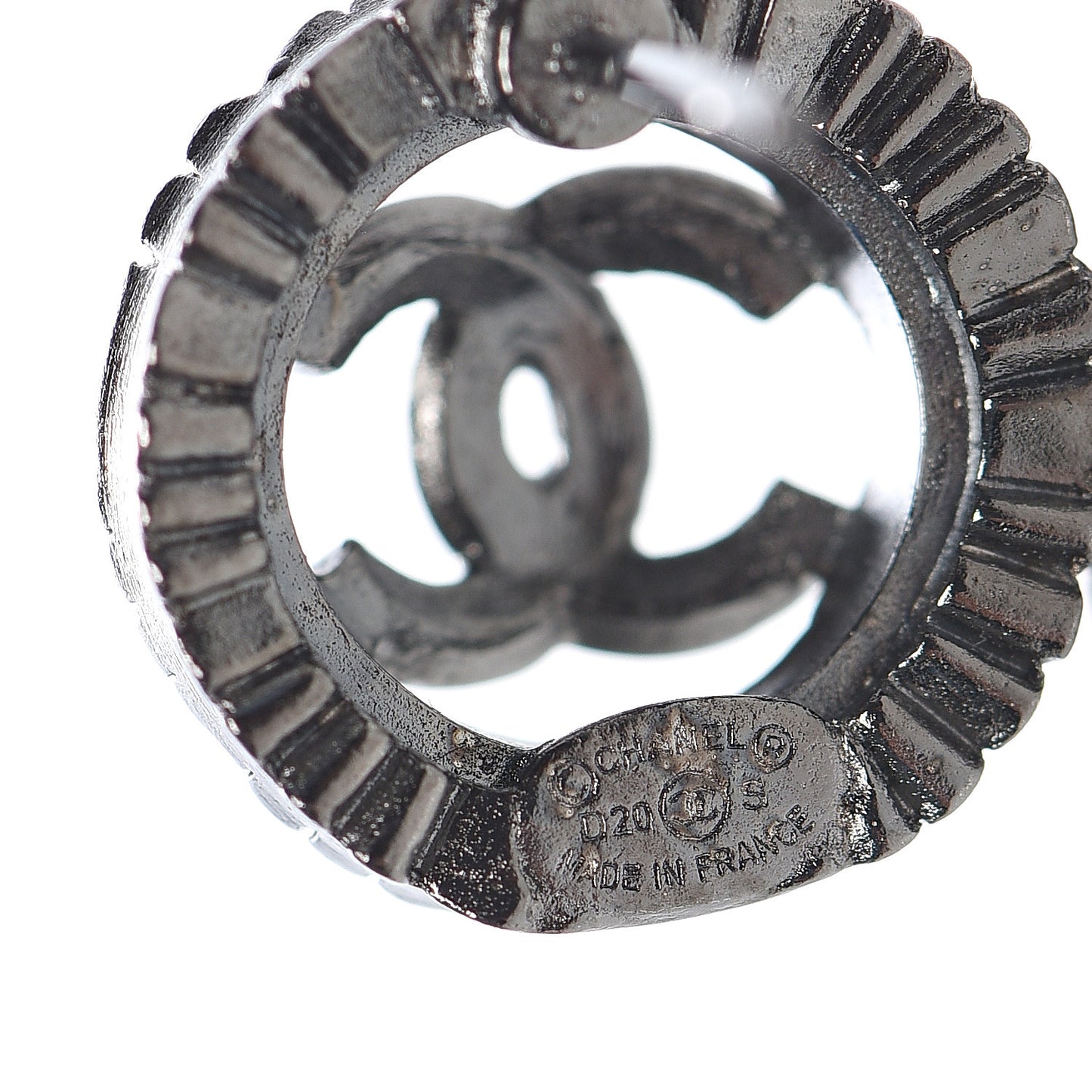 Ruthenium Crystal CC Round Earrings Silver