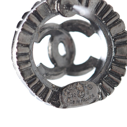 Chanel Ruthenium Crystal CC Round Earrings Silver 4 of 5