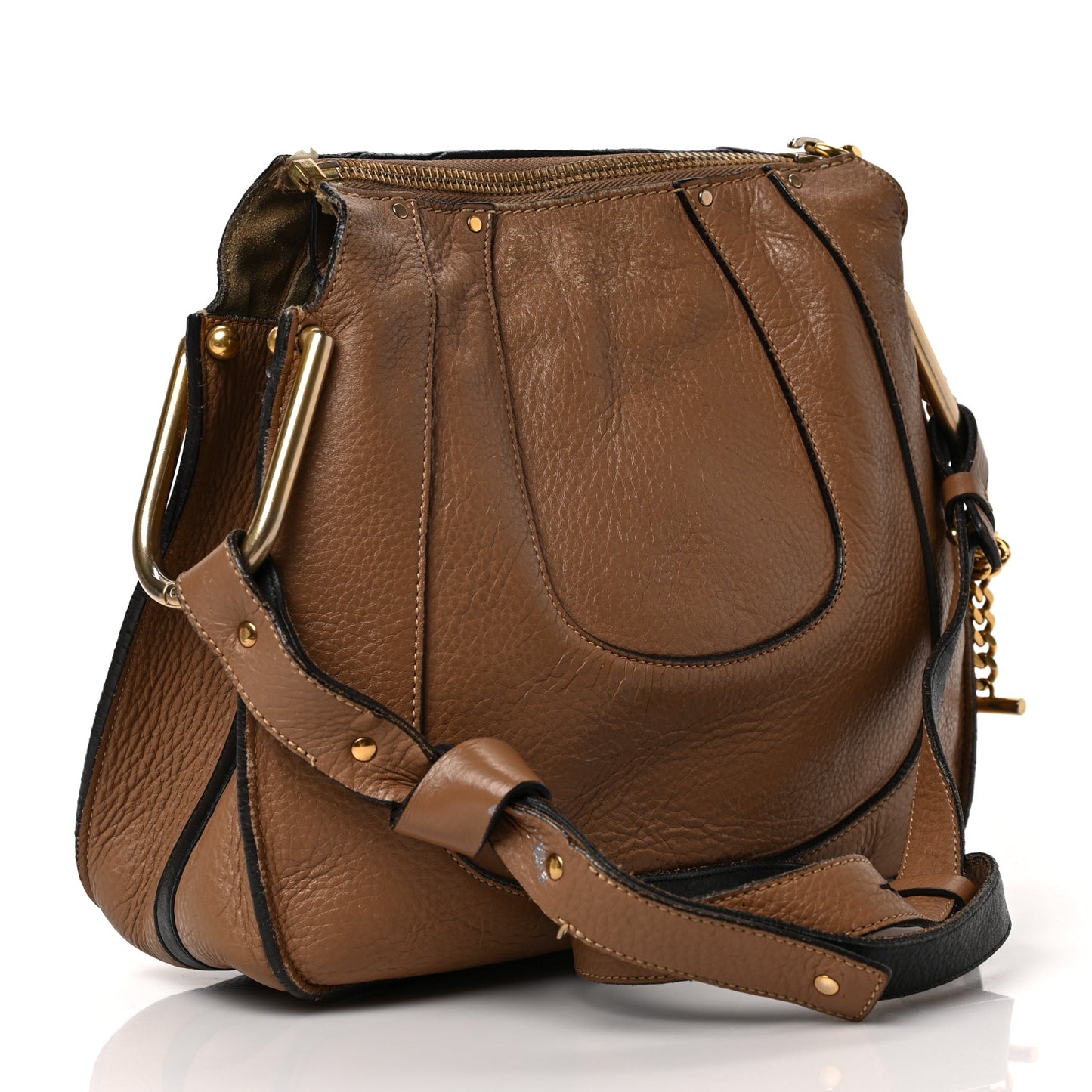 Grained Calfskin Small Hayley Hobo Nut