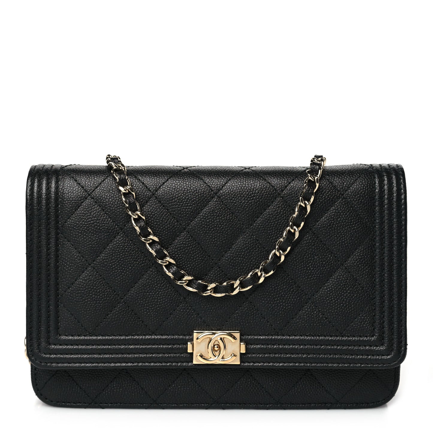 Caviar Quilted Boy Wallet On Chain WOC Black