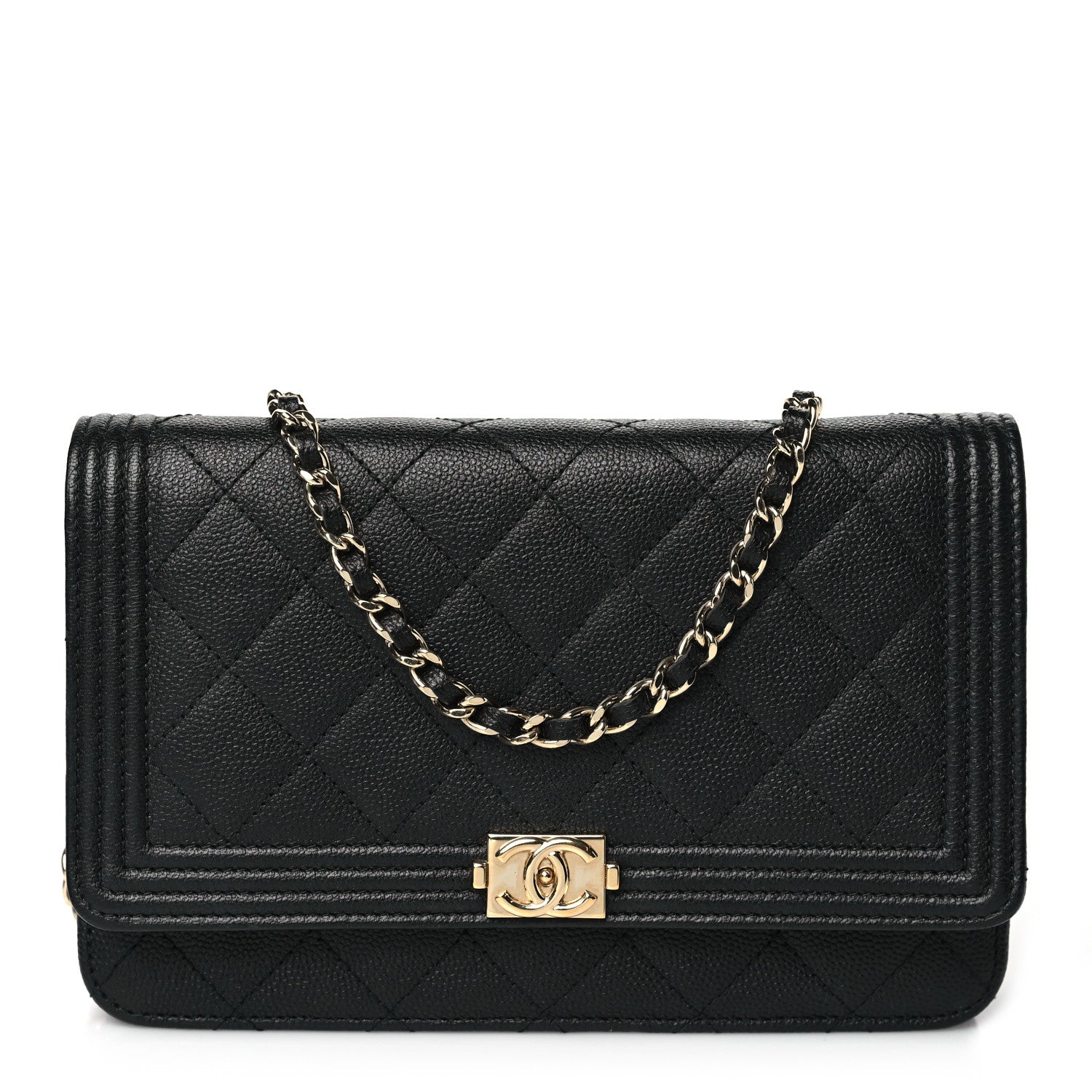 Chanel Caviar Quilted Boy Wallet On Chain WOC Black 1 of 11