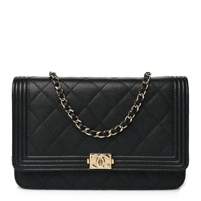 Chanel Caviar Quilted Boy Wallet On Chain WOC Black 1 of 11
