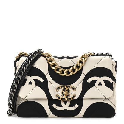 Chanel Fabric Printed Medium Chanel 19 Flap Black Ecru 1 of 10