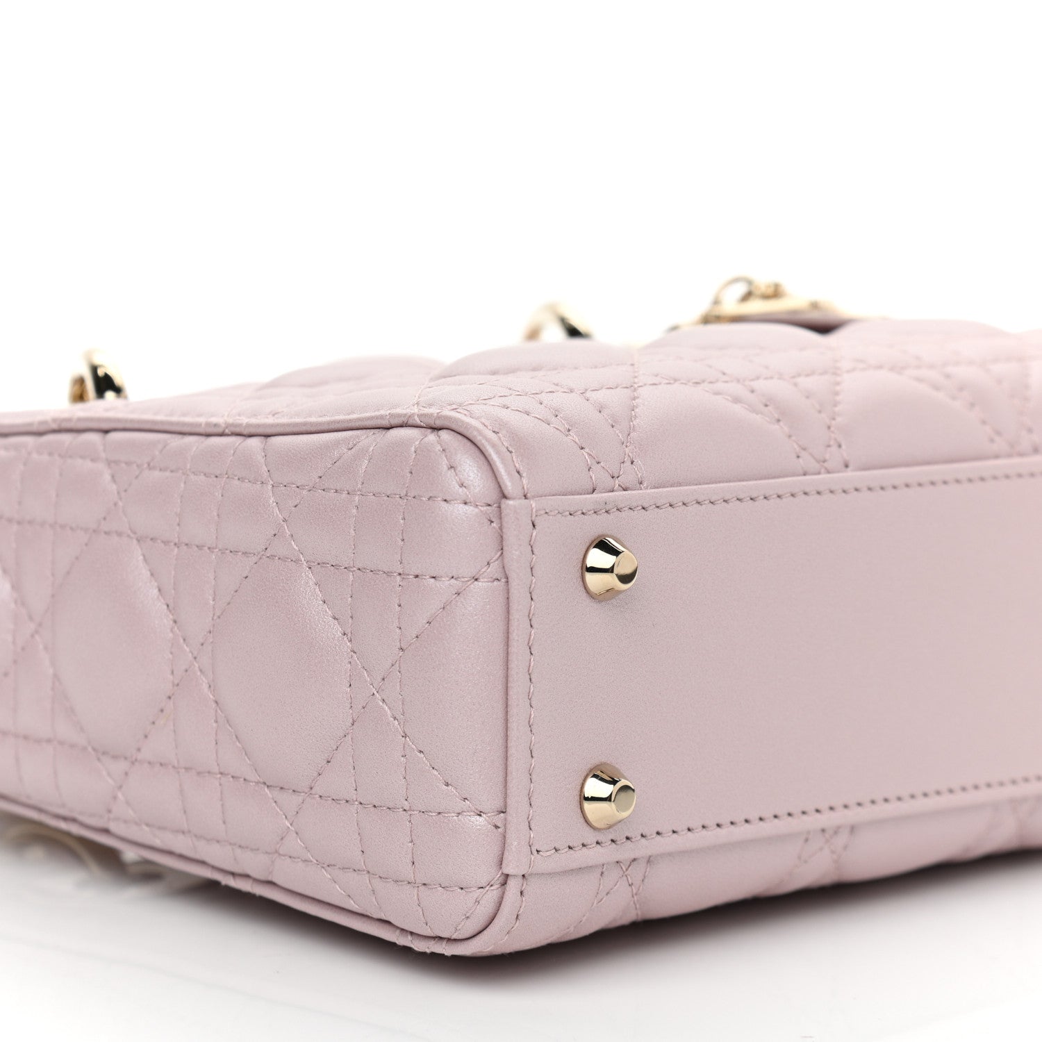 Christian Dior Metallic Lambskin Cannage Mini Lady Dior Lotus 9 of 10