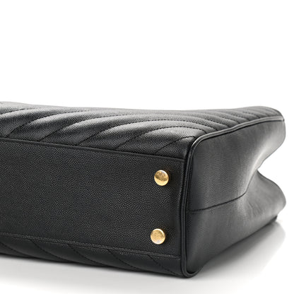 Saint Laurent Grain De Poudre Matelasse Chevron Monogram Shopping Bag Black 10 of 11