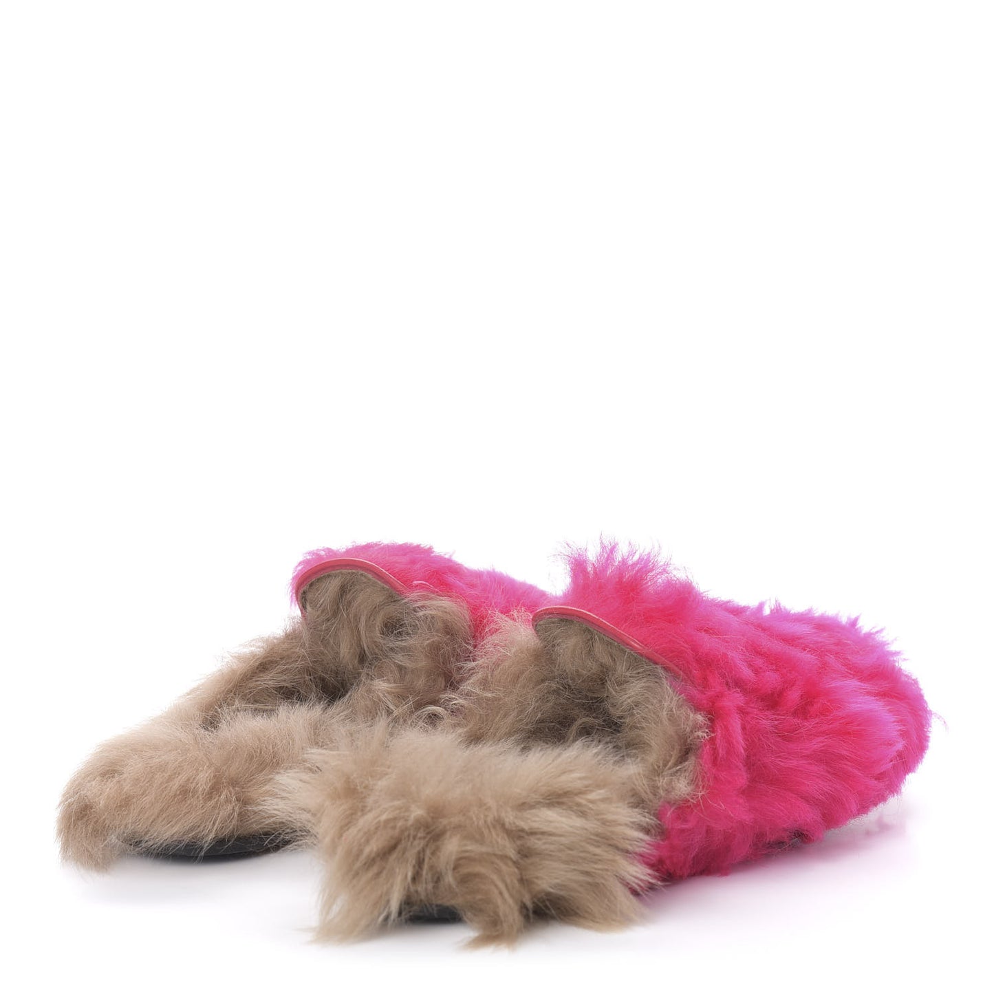 Merino Wool Womens Princetown Slippers 36.5 Raspberry Lipstick Natural