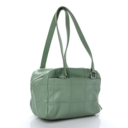 Chanel Caviar Square Stitched Bowler Light Green 3 of 13