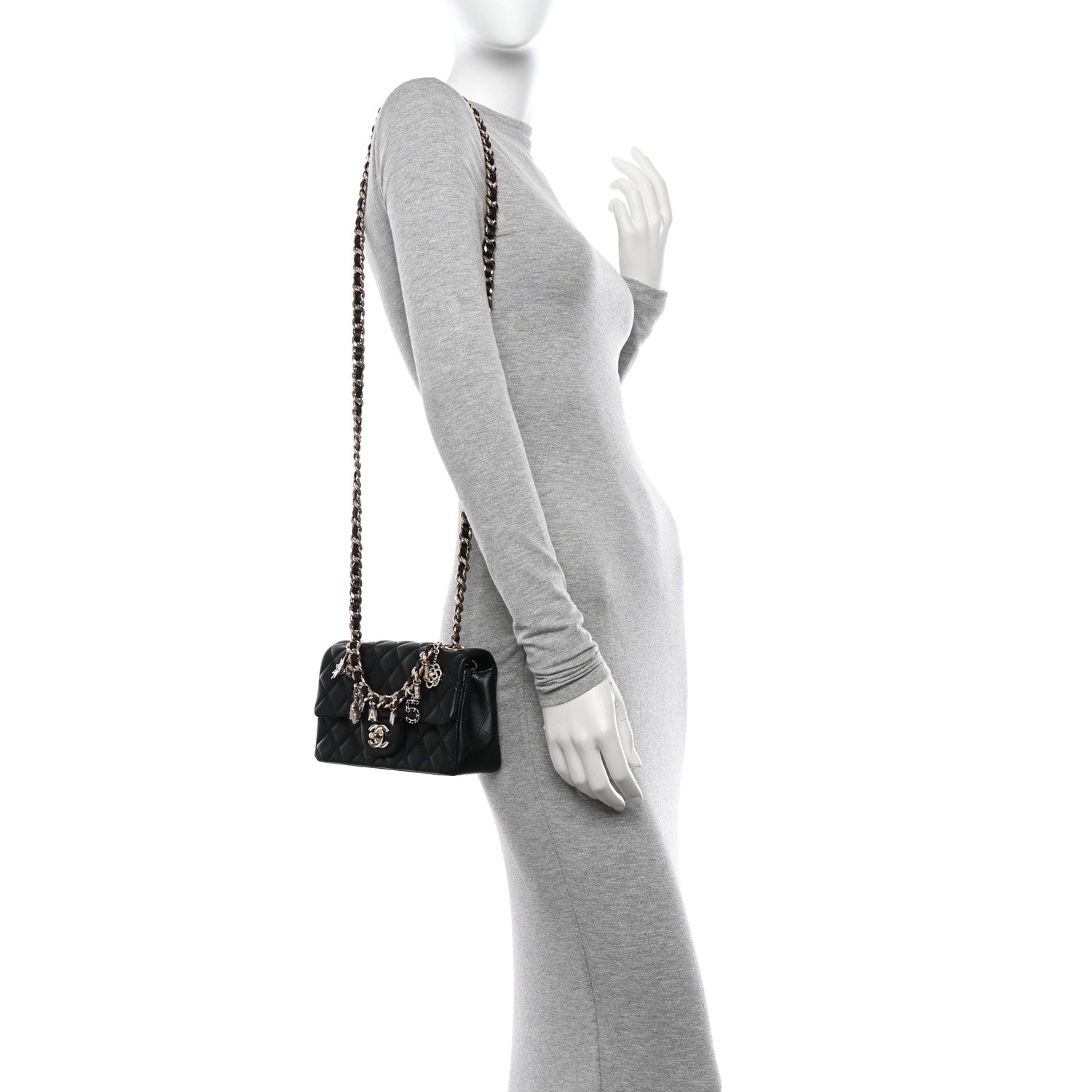 Chanel Lambskin Quilted Mini Coco Charms Rectangular Flap Black 2 of 10
