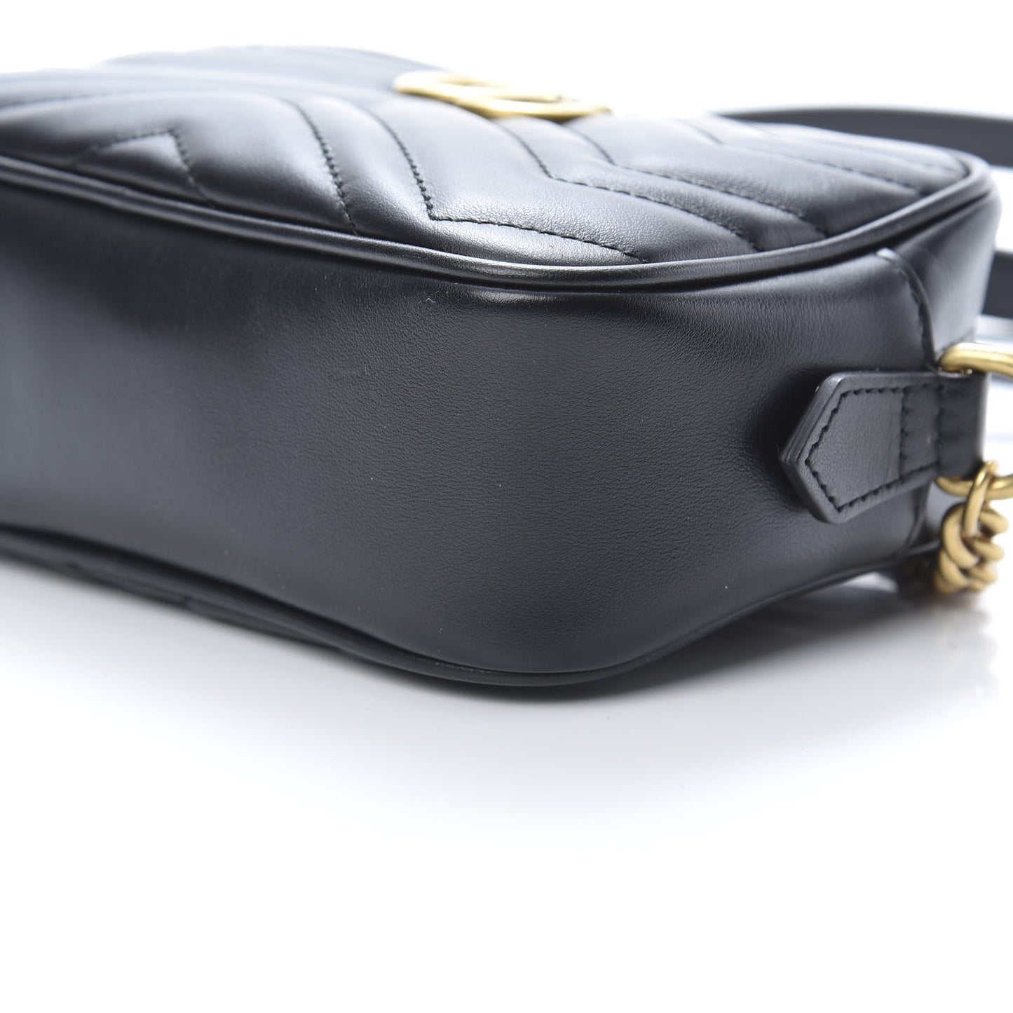 Calfskin Matelasse Mini GG Marmont Chain Shoulder Bag Black