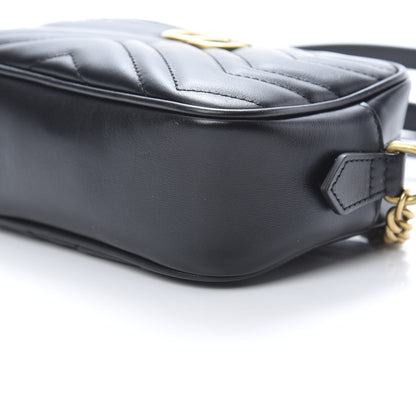 Gucci Calfskin Matelasse Mini GG Marmont Chain Shoulder Bag Black 10 of 11